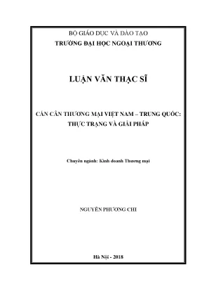 Luận văn thạc sĩ cán cân thương mại việt nam trung quốc thực trạng và giải pháp