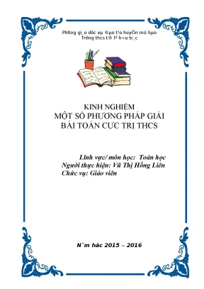 Skkn một số phương pháp giải toán cực trị ở thcs