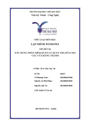Tiểu luận môn học lậptrình windows tên đề tài xây dựng phần mềm quản lý quán trà sữa cho các cửa hàng teamo