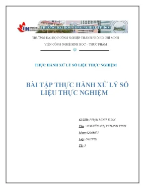 Bài tập thực hành xử lý số liệu thực nghiệm