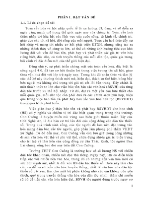 Skkn giáo dục ý thức bảo tồn và phát huy bsvhdt cho hs trường thpt con cuông thông qua hoạt động tnst gắn với môn ngữ văn