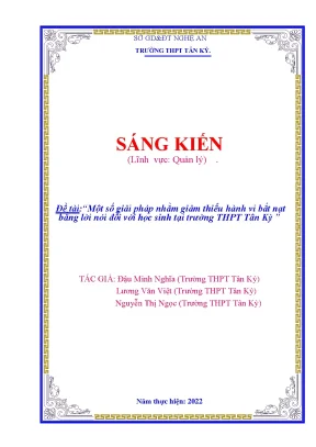 Skkn một số giải pháp nhằm giảm thiểu hành vi bắt nạt bằng lời nói đối với học sinh tại trường thpt tân kỳ