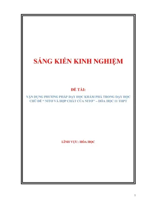 Skkn vận dụng phương pháp dạy học khám phá trong dạy học chủ đề nitơ và hợp chất của nitơ hóa học 11 thpt