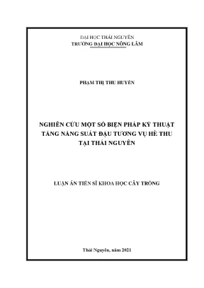 Nghiên cứu một số biện pháp kỹ thuật tăng năng suất đậu tương vụ hè thu tại thái nguyên