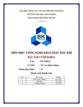 Môn học công nghệ khai thác dầu khí mô phỏng trên phần mềm prosper lựa chọn artifical lift phù hợp