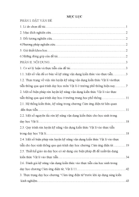 Skkn rèn luyện kĩ năng vận dụng kiến thức vào thực tiễn cho học sinh trong dạy học chương cảm ứng điện từ vật lí 11 thpt