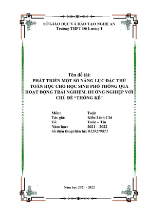 Skkn phát triển một số năng lực đặc thù toán học cho học sinh phổ thông qua hoạt động trải nghiệm hướng nghiệp với chủ đề thống kê