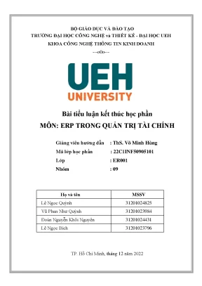 Tiểu luận môn erp trong quản trị tài chính hàng tồn kho product master nhà cung cấp vendor account khách hàng customer account