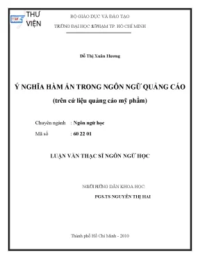 Tiểu luận ý nghĩa hàm ẩn trong ngôn ngữ quảng cáo trên cứ liệu quảng cáo mỹ phẩm