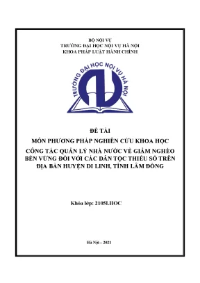 Công tác quản lý nhà nước về giảm nghèo bền vững đối với các dân tộc thiểu số trên địa bàn huyện di linh tỉnh lâm đồng