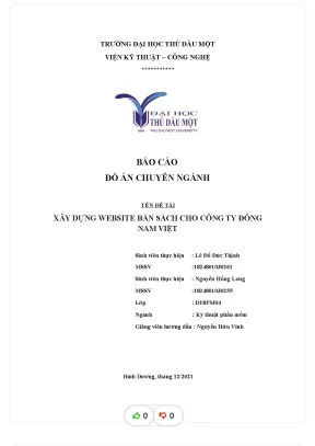Báo cáo đồ án chuyên ngành tên đề tài xây dựng website bán sách cho công ty đông nam việt