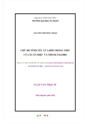Chủ đề tình yêu lứa đôi trong thơ của xuân diệu và thơ r tagore