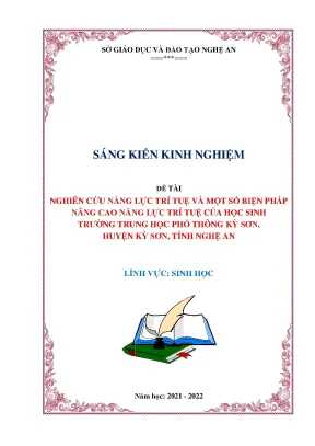Skkn nghiên cứu năng lực trí tuệ và một số biện pháp nâng cao năng lực trí tuệ của học sinh trƣờng trung học phổ thông kỳ sơn huyện kỳ sơn tỉnh nghệ an