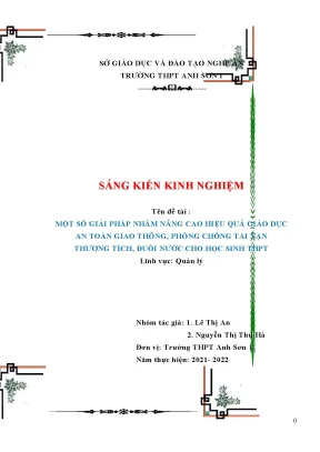 Skkn một số giải pháp nhằm nâng cao hiệu quả giáo dục an toàn giao thông phòng chống tai nạn thương tích đuối nước cho học sinh thpt