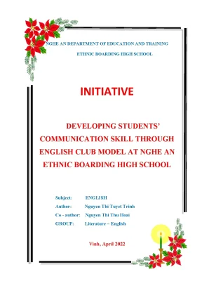 Skkn developingstudentscommunicationskillthroughenglish club modelatngheanethnic boardinghighschool