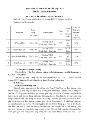 Skkn vận dụng phương pháp trò chơi nhằm nâng cao chất lượng dạy học môn toán thpt
