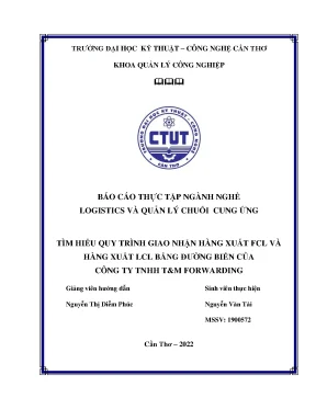 Tìm hiểu quy trình giao nhận hàng xuất fcl và hàng xuất lcl bằng đường biển của công ty tnhh tm forwarding