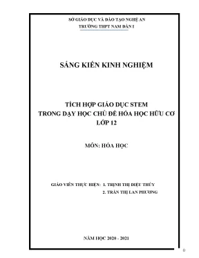Skkn tích hợp giáo dục stem trong dạy học chủ đề hóa học hữu cơ lớp 12