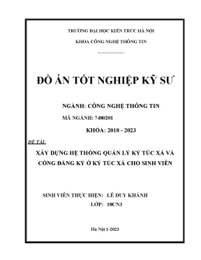 Đồ án đề tài xây dựng hệ thống quản lý ký túc xá và cổng đăng ký ở ký túc xá cho sinh viên