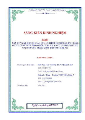 Skkn xây dựng kế hoạch giáo dục và thiết kế một số bài giảng gdtc lớp 10 thpt trong bối cảnh hiện nay hƣớng tới tiếp cận chƣơng trình gdpt 2018 tại nghệ an