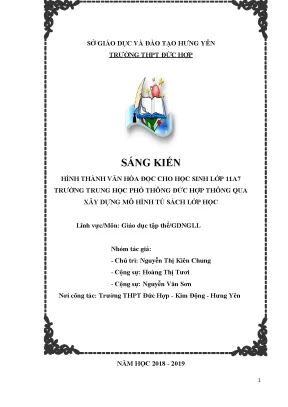 Skkn hình thành văn hóa đọc cho học sinh lớp 11a7 trường trung học phổ thông đức hợp thông qua xây dựng mô hình tủ sách lớp học