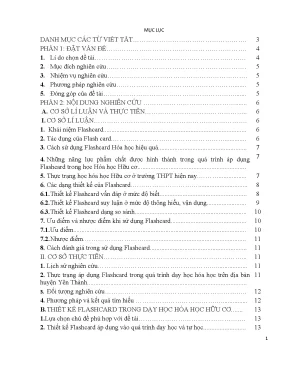 Skkn thiết kế flashcard trong dạy học hóa học hữu cơ để phát triển năng lực phẩm chất và nâng cao chất lượng đại trà