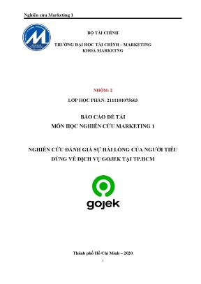 Tiểu luận báo cáo nghiên cứu marketing 1 nghiên cứu đánh giá sự hài lòng của người tiêu dùng về dịch vụ gojek tại tp hcm