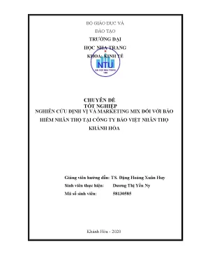 Chuyên đề tốt nghiệp nghiên cứu định vị và marketing mix đối với bảo hiểm nhân thọ tại công ty bảo việt nhân thọ khánh hòa