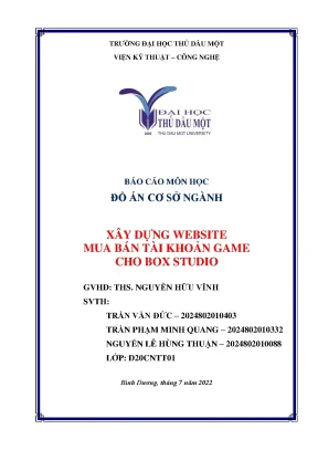 Báo cáo môn học đồ án cơ sở ngành xây dựng website mua bán tài khoản game cho box studio
