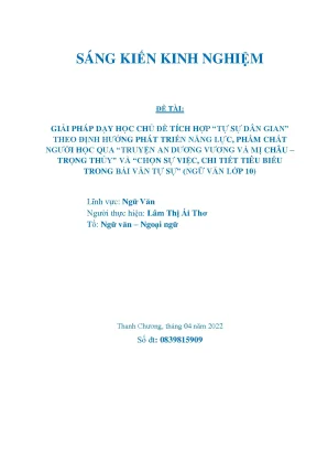 Skkn giải pháp dạy học chủ đề tích hợp tự sự dân gian theo định hƣớng phát triển năng lực phẩm chất ngƣời học qua truyện an dƣơng vƣơng và mị châu trọng thủy