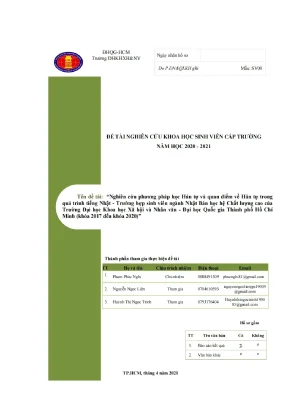 Nghiên cứu phương pháp học hán tự và quan điểmvềhántựtrong quá trình học tiếng nhật trường hợp sinh viênngànhnhậtbản học hệ chất lượng cao