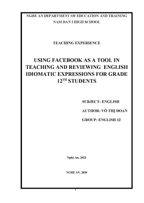 Skkn using facebook as a tool in teaching and reviewing english idiomatic expressions for grade 12th students