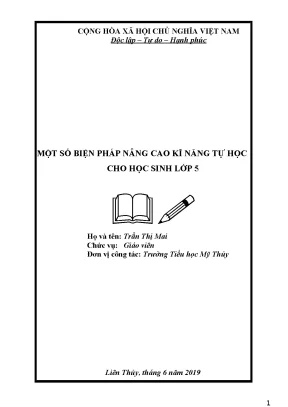 Skkn một số biện phápnâng cao kĩ năng tự học cho học sinh lớp 5