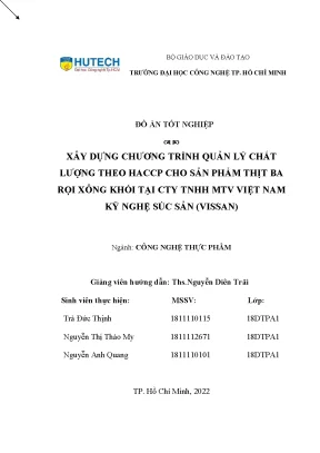 Xây dựng chương trình quản lý chất lượng theo haccp cho sản phẩm thịt ba rọi xông khói tại cty tnhh mtv việt nam kỹ nghệ súc sản vissan