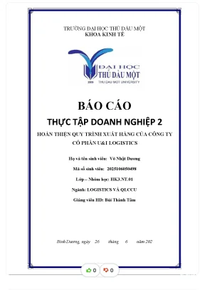 Tiểu luận báo cáo thực tập doanh nghiệp 2 hoàn thiện quy trình xuất hàng của công ty cổ phần ui logistics
