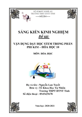 Skkn vận dụng dạy học stem trong phần phi kim hóa học 10