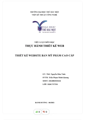 Tiểu luận tiểu luận môn học thực hành thiết kế web thiết kế website bán mỹ phẩm cao cấp