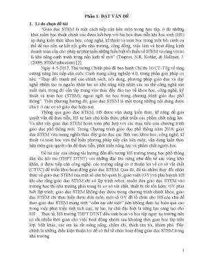 Skkn tổ chức cho học sinh trường trung học phổ thông dân tộc nội trú tham gia một số dự án theo giáo dục stem tích hợp liên môn toán vật lí địa lí
