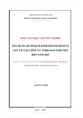 Báo cáo thực tập tốt nghiệp xây dựng kế hoạch kinh doanh dich vu vận tải tại công ty tnhh sao nam việt đến năm 2025