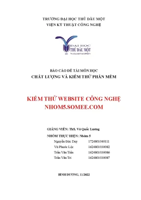 Báo cáo đề tài môn học chất lượng và kiểm thử phần mềm kiểm thử website công nghệ nhom5 somee com