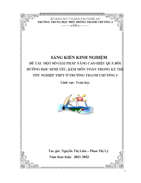 Skkn một số giải pháp nâng cao hiệu quả bồi dưỡng học sinh yếu kém môn toán trong kỳ thi tốt nghiệp thpt ở trường thanh chương 3