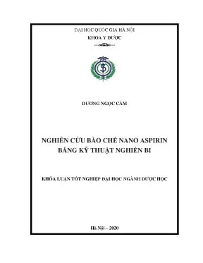 Nghiên cứu bào chế nano aspirin bằng kỹ thuật nghiền bi