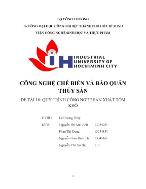 Tiểu luận quy trình công nghệ sản suất tôm khô