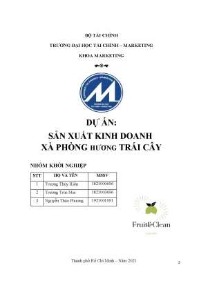 Tiểu luận dự án sản xuất kinh doanh xà phòng hương trái cây