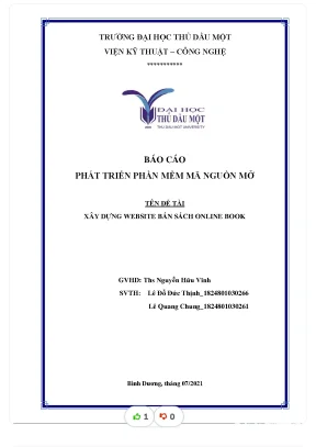Tiểu luận báo cáo phát triển phần mềm mã nguồn mở tên đề tài xây dựng website bán sách online book