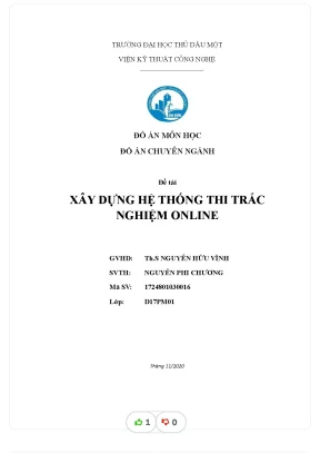 Đồ án môn học đồ án chuyên ngành đề tài xây dựng hệ thống thi trắc nghiệm online