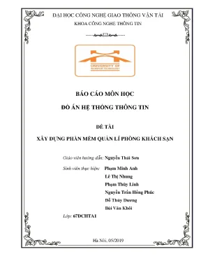 Báo cáo môn học đồ án hệ thống thông tin đề tài xây dựng phần mềm quản lí phòng khách sạn