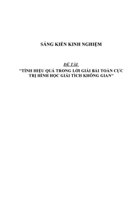 Skkn về tính hiệu quả trong lời giải bài toán cực trị hình học giải tích không gian