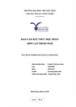 Môn lập trình web xây dựng website bán quần áo bunjng