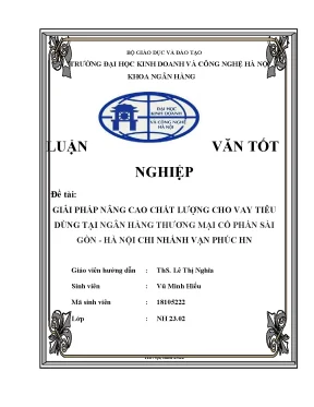 Giải pháp nâng cao chất lượng cho vay tiêu dùng tại ngân hàng thương mại cổ phần sài gòn hà nội chi nhánh vạn phúc hn